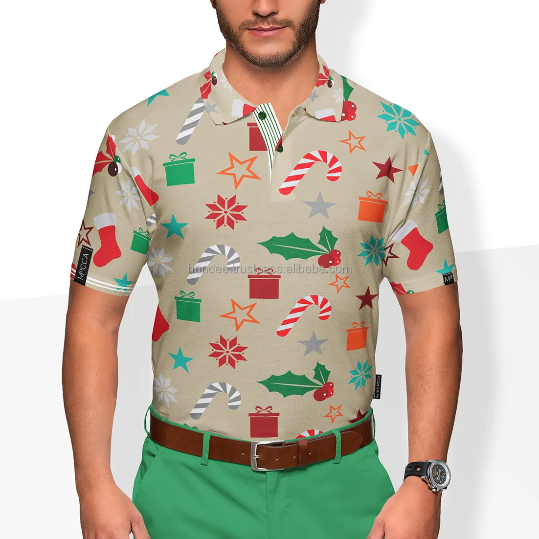 Custom OEM Sublimation Printed Quick Dry Sports Golf Polo T Shirt Men's T-shirts Polo Custom Logo Christmas Shirts For Men