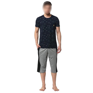 Conjunto de Verano 2026 para Hombre, Camiseta Casual con Cuello Redondo y Estampado de Puntos y Pantalones Cortos Grises, Tejido Transpirable de Algodón, Servicio OEM ODM - Product Image 1