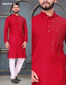 Best Quality Premium Viscose with One-Side Mirror-work Full-Sleeve Long <b>Kurta</b>-Semi Cotton Payjama Collection Supplier from India - Product Image 4