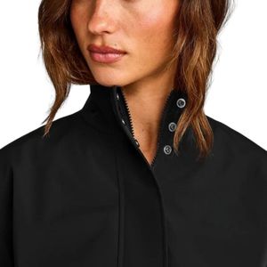 Black <b>Womens</b> Polyester Windbreaker <b>Jacket</b> Custom Logo Letter Print Full Zip High Neck <b>Lightweight</b> Outdoor Streetwear OEM Apparel - Product Image 6