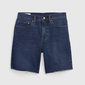 Shorts Bermuda en Jean Bleu Foncé pour Homme, Taille Mi-Haute, Fermeture Éclair, 100% Coton Tissé, Style Urbain, Poches, Séchage Rapide, Anti-UV - Product Image 1