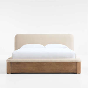 Nordic Modern Solid Wood Platform <b>Bed</b> with Side Storage Drawers Soft Boucle Upholstered Headboard <b>Queen</b> King <b>Size</b> - Product Image 4