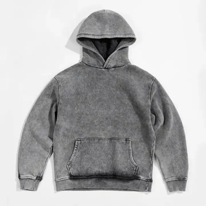 Sudadera con Capucha para Hombre, 100% Algodón, Felpa Francesa, Color Sólido Lavado, con Bolsillo, Corte Regular, Estilo Casual, para Otoño - Product Image 1
