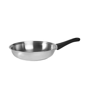 Stainless Steel Frying <b>Pan</b> Round Minimalist Design Plastic <b>Handle</b> Durable For Gas And Induction Cooker Hand Wash Only - Product Image 1