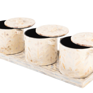 ชุดกระปุกมุก 3 ใบ พร้อมถาด สำหรับวันอีดในเดือนรอมฎอน ดีไซน์หรูหรา สำหรับเก็บอาหารแห้ง กระปุกตกแต่ง ใส่ถั่ว - Product Image 2