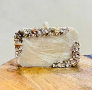 Elegante Marco de Fotos Moderno Hecho a Mano con Hueso de Búfalo Beige, Duradero, para Mujer, Decoración de Boda, Regalo para Novia, con Perlas - Product Image 2