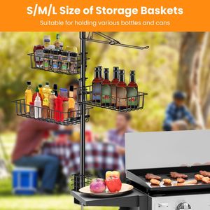 Organizzatore Verticale per Accessori BBQ, Porta Utensili per Griglia, Portarotoli, Ganci e Cestelli, Supporto per Utensili da Barbecue - Product Image 4