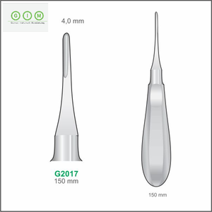 เครื่องมือถอนรากฟันปลายตรง ขนาด 3.0 มม. ทำจากสแตนเลส 420 ด้ามจับแบบกลวง ยาว 140 มม. สามารถนึ่งฆ่าเชื้อและนำกลับมาใช้ใหม่ได้ - Product Image 1