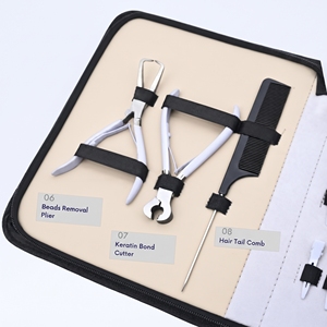 Kit d'application d'extensions capillaires en acier inoxydable, pince à micro-perles pour retrait de crimpes, outil pour extensions adhésives, coupe-keratine, crochet et boucle - Product Image 5