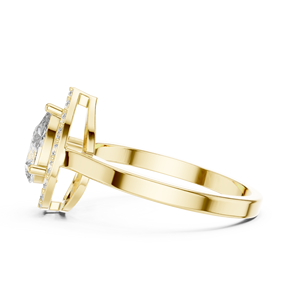 Anillo de Lujo de Acero Inoxidable Chapado en Oro de 18K con Moissanita Art Deco en Forma de Pera y Acentos de Garras, Diseño Personalizado con Gema Brillante Fina - Product Image 2