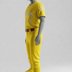 Conjunto de Uniforme de Béisbol con Cuello Redondo para Hombre, Manga Corta, 100% Poliéster, Logotipo Blanco, Corte Regular, Cierre de Botones, Transpirable - Product Image 5