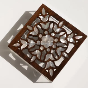 Wholesale OEM Transparent Office Bins Durable Lacquer Finish Wooden Storage <b>Container</b> <b>Box</b> Dishwasher Safe MOP Inlay Floral - Product Image 1