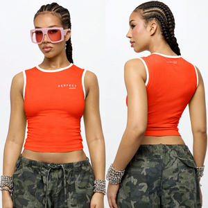 Camisetas sin mangas para mujer Perfect Industry 2026, personalizadas, 100% algodón, 220-240GSM, ropa femenina, estampado de letras, camiseta sin mangas con contraste de color. - Product Image 3