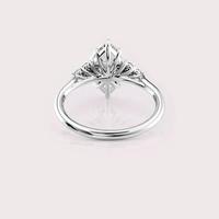 Bague de fiançailles en diamant de laboratoire de forme marquise certifiée IGI, en argent sterling 925 massif, style cluster