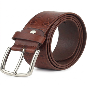 Cinturón Casual de Cuero Genuino Marrón para Hombre, a la Moda, para Jeans, Hecho a Medida, Cinturones y Accesorios de Diseño Masculino - Product Image 1
