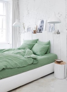 Parure de lit en lin lavé vert olive, style pastoral uni, pour usage domestique, style simple - Product Image 6