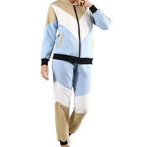 Conjunto Deportivo con Capucha para Mujer, Diseño Color Block, Cierre de Cremallera, Bolsillos Laterales, Ropa Casual de Otoño, Mezcla de Poliéster y Algodón - Product Image 2