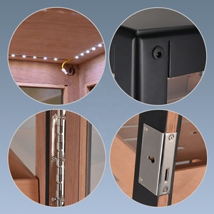 <span class=keywords><strong>Vitrine</strong></span> de présentation en verre personnalisée artisanale pour cigares noirs en gros, humidor en bois de cèdre espagnol - Product Image 4