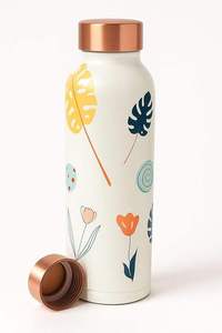 Bouteille d'eau en cuivre à motif patchwork, imprimé textile contemporain, gourde réutilisable, bouteille design élégante, fourniture OEM - Product Image 5