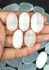 Natural <b>White</b> Selenite Druzy Cabochon Polished <b>White</b> Crystal Selenite Gemstone for Jewelry Pendant Loose Stone - Product Image 2