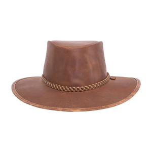 Sombrero de Vaquero Occidental 100% Cuero Genuino de Primera Calidad en Color Bronceado y Marrón, Ala Ancha, Protección Solar para Rostro y Cuello, Tallas S–2XL - Product Image 1