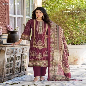 Meilleur fournisseur indien de tissus en viscose maslin, nouvelle collection, avec broderie Aari et travail manuel, pour ensembles Salwaar-Kurta et Dupatta, vente en gros. - Product Image 1