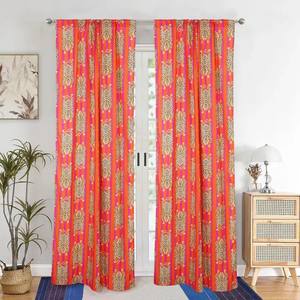 Juego de 2 paneles de cortinas modernas de algodón estampado para ventana francesa, con sombreado ligero, para todas las estaciones. - Product Image 2