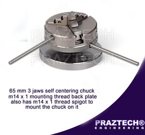 3" (80mm) Tilting Rotary Table with 65mm 3-Jaw Self Centering Chuck | 4 Slot Precision Indexing Table | 36:1 <b>Worm</b> Gear Milling A - Product Image 4