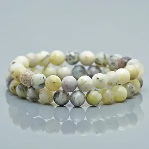 Natural Dendritic Opal 8mm Smooth Round AA Grade Gemstone Beads <b>Stretch</b> <b>Bracelet</b> Healing Jewelry Wholesale - Product Image 3