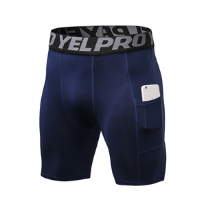 Shorts de compression rouges pour hommes avec poche latérale, séchage rapide, coupe sportive, taille élastique, longueur mi-cuisse, en Spandex et Polyester - Product Image 6