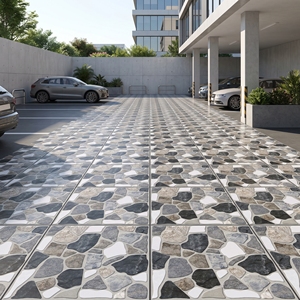Carrelage de sol en porcelaine robuste 16x16 12mm antidérapant, design moderne pour parking extérieur, référence 6091, pour entrepôt et atelier - Product Image 5