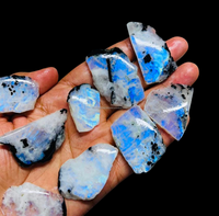 AAAA Piedra Lunar Arcoíris Blanca Natural, Rebanadas Pulimentadas, Certificadas por Terceros, Personalizables, Todos los Tamaños, Mezcla de Formas, Rebanadas Crudas, Cuentas