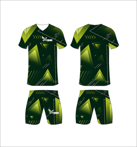 Conjunto de Uniforme de Fútbol Sublimado Personalizado, Patrón Geométrico Verde Oscuro, Transpirable, de Secado Rápido, Camiseta de Fútbol para Hombre y Niño - Product Image 1