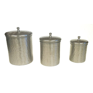 Deluxe Quality Stainless Steel Hammered Canister Set With Nickel Finish Airtight <b>Kitchen</b> <b>Storage</b> Jars For Flour Sugar Coffee - Product Image 1