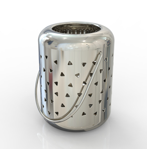 Cylindrical Metal <b>Lantern</b> With Geometric Cutouts <b>Gold</b> And Black Outdoor Home Decoration - Product Image 6