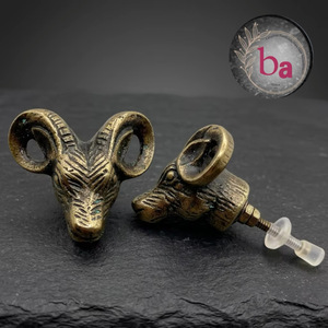 <b>Beads</b> <b>Art</b> Cast Iron Ram Head Cabinet Knobs-Traditional Design Multi-Function Eco-Friendly & Easy Installation - Product Image 1