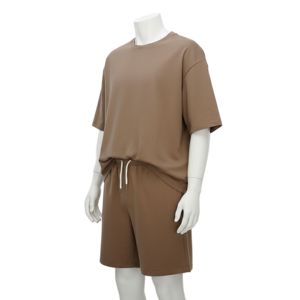 Conjunto de camiseta y pantalones cortos de verano para hombre, pantalones cortos de cinco puntos, camiseta de manga corta, tejido de punto, secado rápido, 100% conjunto. - Product Image 5