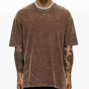 T-shirt surdimensionné 100% coton, col rond, style streetwear, lavage à l'acide, qualité supérieure - Product Image 1