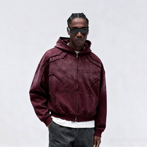 Sweat à capuche violet surdimensionné pour homme avec imprimé crâne, appliqué et patchs effet usé, style streetwear - Product Image 3