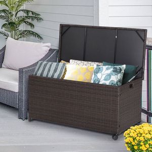 Contenitore da Esterno da 50 Galloni in Vimini e Fodera, Grande Capacità, Impermeabile, Telaio in Acciaio, Arredo da Giardino, Facile Montaggio - Product Image 2
