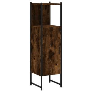 Armoire de salle de bain en acier thermolaqué avec étagères gaines de place en bois d'ingénierie chêne fumé - Product Image 2