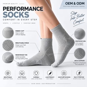 Calcetines Deportivos RTS OEM ODE Personalizados para Pickleball, Calcetines de Punto Sólido Transpirables para Uso Casual, Material Spandex para Adultos, Verano - Product Image 2
