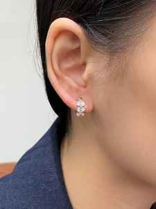 Lab Grown Three Oval Cut Diamonds Huggie <b>Hoop</b> <b>Earrings</b> with 14K <b>Solid</b> Gold Jewelry Engagement for Womens Charm Gift - Product Image 2