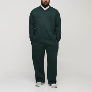 Ensemble de survêtement personnalisé avec logo, sweat à capuche et pantalon de jogging, grande taille, unisexe, style vintage délavé, streetwear d'hiver, polaire 100% coton léger - Product Image 1