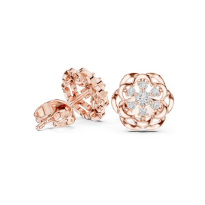 Boucles d'oreilles de fiançailles en or blanc 14 carats avec diamant rond cultivé en laboratoire pour femmes |   Nouveau diamant cultivé - Product Image 4