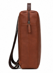 Brown <b>Convertible</b> <b>Backpack</b> leather Soft Handle Zipper Closure Minimalist Design Unisex Travel Bag 20-35L Capacity - Product Image 4