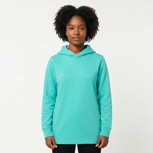 Sudadera con Capucha Unisex para Invierno, Forrada, de Color Sólido, Tejida, Casual, de Manga Larga, Corte Regular, Verde Menta, Teñido Liso, de Felpa - Product Image 6