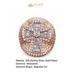 <b>Mens</b> Gold Plated Moissanite Cross <b>Ring</b> Hip Hop Statement Jewelry <b>for</b> <b>Men</b> Daily Style Wedding Anniversary Gift - Product Image 6