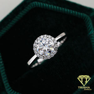 Anillo de compromiso de moissanita de corte redondo, anillo nupcial floral de plata de ley, joyería de boda clásica y elegante, regalo de lujo para mujer - Product Image 2