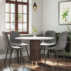 Silla de Comedor Moderna de Terciopelo con Patas de Metal Negro, Silla Lateral Tapizada sin Brazos para Comedor, Cocina, Cafetería y Restaurante - Product Image 3